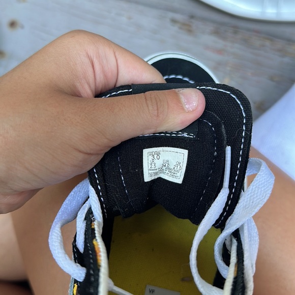 Vans Sunflower yellow and black high top sneaker girls kids size 3 - Picture 10 of 13